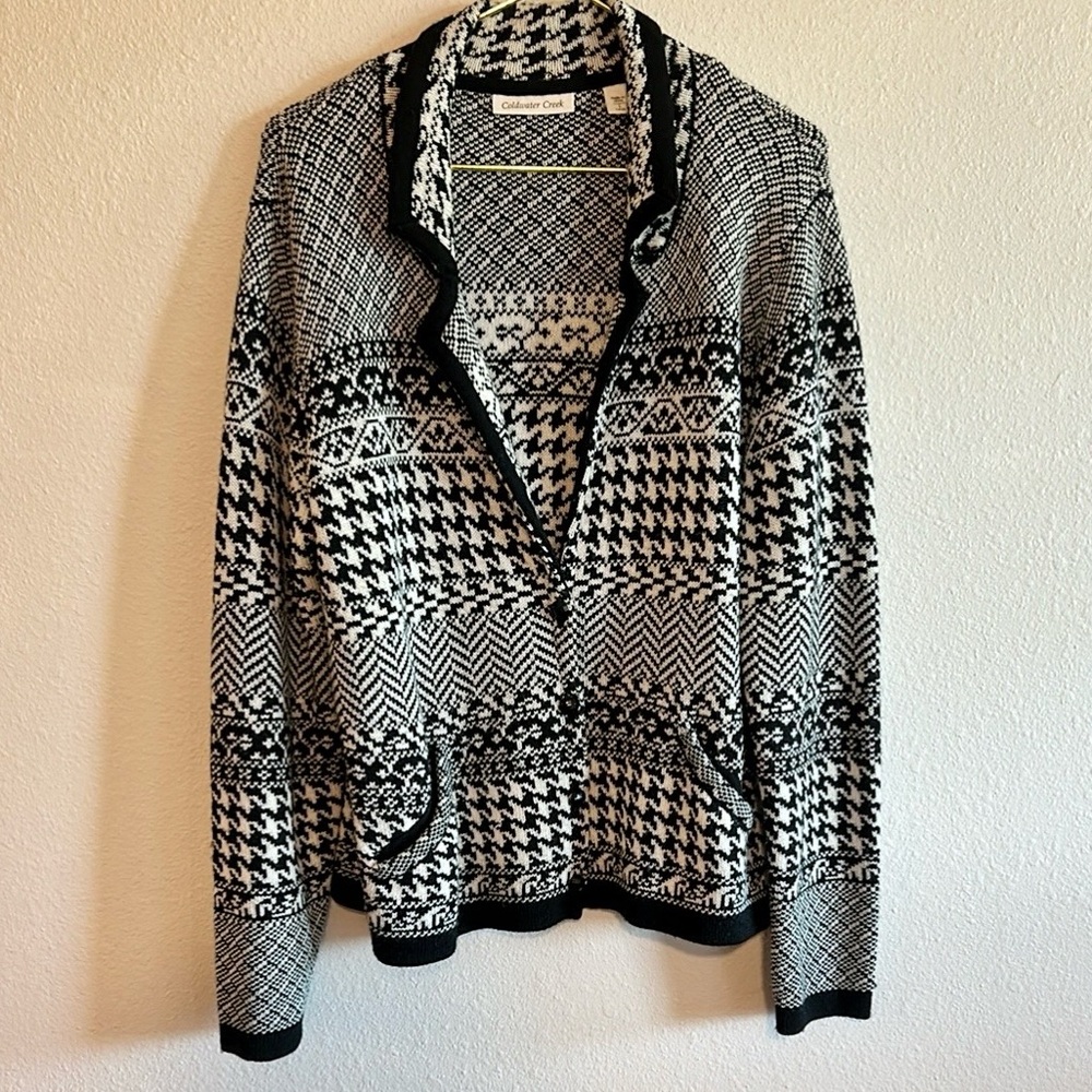 Coldwater Creek Women's Black and White Cardigan - Picture 1 of 5